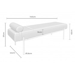 BANQUETA TAPIZADA EDIMBURGO CON PATAS DE METAL