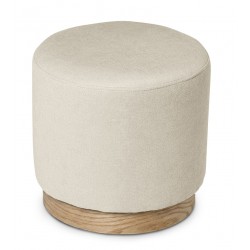 PUFF ANGUS REDONDO CON BASE DE MADERA