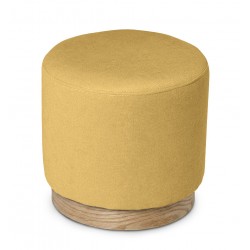 PUFF ANGUS REDONDO CON BASE DE MADERA