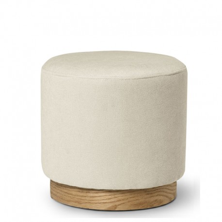 PUFF ANGUS REDONDO CON BASE DE MADERA