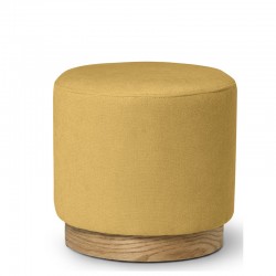 PUFF ANGUS REDONDO CON BASE DE MADERA