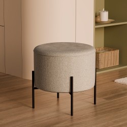 PUFF TAPIZADO HERMAN CON PATAS METALICAS