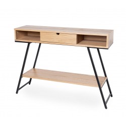 CONSOLA SAMI DE CHAPA ROBLE NATURAL Y PATAS DE METAL