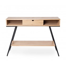 CONSOLA SAMI DE CHAPA ROBLE NATURAL Y PATAS DE METAL