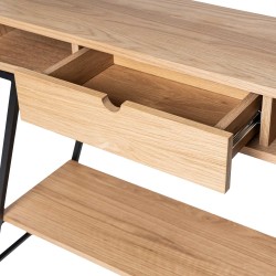 CONSOLA SAMI DE CHAPA ROBLE NATURAL Y PATAS DE METAL