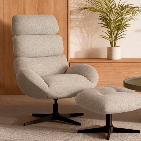 BUTACA PAULINE TAPIZADA CON RESPALDO ALTO Y BASE METÁLICA GIRATORIA PARA SALÓN MODERNO