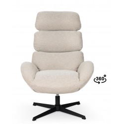 BUTACA PAULINE TAPIZADA CON RESPALDO ALTO Y BASE METÁLICA GIRATORIA PARA SALÓN MODERNO