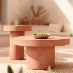 MESA DE CENTRO DONATO DE CEMENTO GFRC EN ACABADO MATE PARA INTERIOR Y EXTERIOR