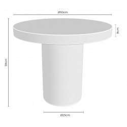 MESA AUXILIAR MIRKO DE CEMENTO GFRC CON ACABADO MATE PARA INTERIOR Y EXTERIOR
