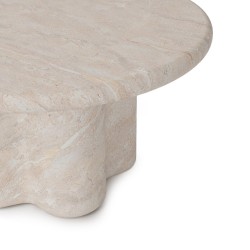 MESA DE CENTRO LUIGI DE CEMENTO GFRC CON ACABADO EFECTO MÁRMOL TRAVERTINO PARA INTERIOR Y EXTERIOR