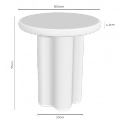 MESA AUXILIAR EMERIC DE CEMENTO GFRC CON ACABADO EFECTO MÁRMOL TRAVERTINO PARA INTERIOR Y EXTERIOR