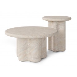 MESA AUXILIAR EMERIC DE CEMENTO GFRC CON ACABADO EFECTO MÁRMOL TRAVERTINO PARA INTERIOR Y EXTERIOR