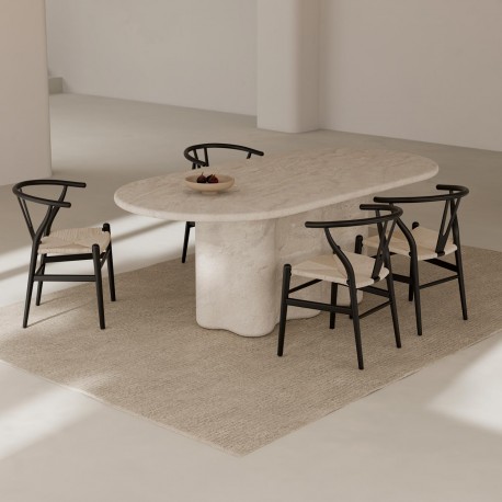 MESA DE COMEDOR LORRAINE DE CEMENTO GFRC ACABADO TRAVERTINO PARA INTERIOR Y EXTERIOR ESTILO CONTEMPORÁNEO