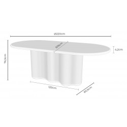MESA DE COMEDOR LORRAINE DE CEMENTO GFRC ACABADO TRAVERTINO PARA INTERIOR Y EXTERIOR ESTILO CONTEMPORÁNEO