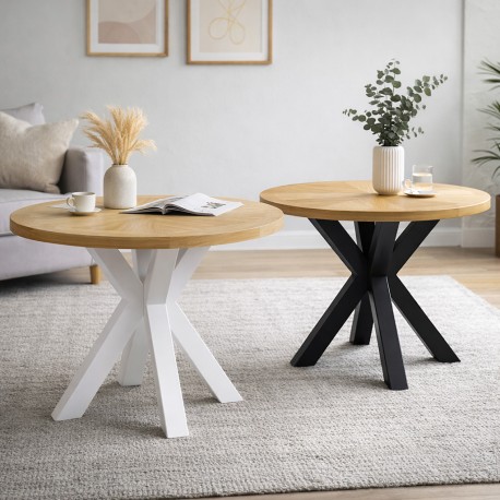 MESA BEVERLY DE CHAPA ROBLE Y ACERO