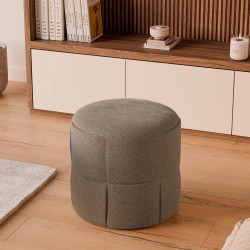 PUFF REDONDO ELIAS CON TAPIZADO TEXTURIZADO