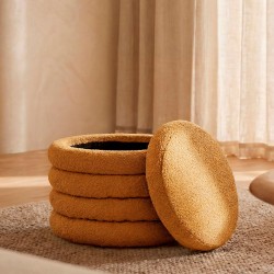 PUFF HARRY EN TELA BORREGUITO Y CON ALMACENAJE