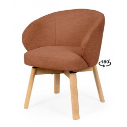 SILLA TAPIZADA ANTIMANCHAS GIRATORIA VIRGINIA CON PATAS DE MADERA DE HAYA PARA COMEDOR ESTILO NÓRDICO