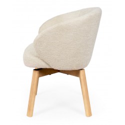 SILLA TAPIZADA ANTIMANCHAS GIRATORIA VIRGINIA CON PATAS DE MADERA DE HAYA PARA COMEDOR ESTILO NÓRDICO