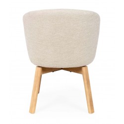 SILLA TAPIZADA ANTIMANCHAS GIRATORIA VIRGINIA CON PATAS DE MADERA DE HAYA PARA COMEDOR ESTILO NÓRDICO