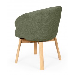 SILLA TAPIZADA ANTIMANCHAS GIRATORIA VIRGINIA CON PATAS DE MADERA DE HAYA PARA COMEDOR ESTILO NÓRDICO