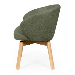 SILLA TAPIZADA ANTIMANCHAS GIRATORIA VIRGINIA CON PATAS DE MADERA DE HAYA PARA COMEDOR ESTILO NÓRDICO