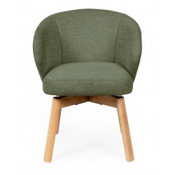 SILLA TAPIZADA ANTIMANCHAS GIRATORIA VIRGINIA CON PATAS DE MADERA DE HAYA PARA COMEDOR ESTILO NÓRDICO