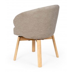 SILLA TAPIZADA ANTIMANCHAS GIRATORIA VIRGINIA CON PATAS DE MADERA DE HAYA PARA COMEDOR ESTILO NÓRDICO