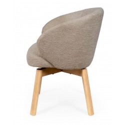 SILLA TAPIZADA ANTIMANCHAS GIRATORIA VIRGINIA CON PATAS DE MADERA DE HAYA PARA COMEDOR ESTILO NÓRDICO