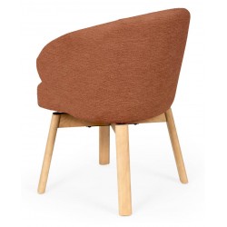 SILLA TAPIZADA ANTIMANCHAS GIRATORIA VIRGINIA CON PATAS DE MADERA DE HAYA PARA COMEDOR ESTILO NÓRDICO