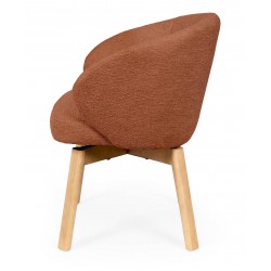 SILLA TAPIZADA ANTIMANCHAS GIRATORIA VIRGINIA CON PATAS DE MADERA DE HAYA PARA COMEDOR ESTILO NÓRDICO