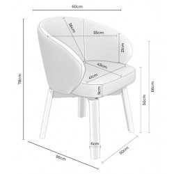 SILLA TAPIZADA ANTIMANCHAS GIRATORIA VIRGINIA CON PATAS DE MADERA DE HAYA PARA COMEDOR ESTILO NÓRDICO