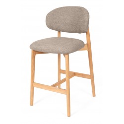 TABURETE DE MADERA DE HAYA TAPIZADO EN TELA ANTIMANCHAS RENZO PARA BARRA DE COCINA ESTILO NÓRDICO