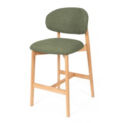 TABURETE DE MADERA DE HAYA TAPIZADO EN TELA ANTIMANCHAS RENZO PARA BARRA DE COCINA ESTILO NÓRDICO