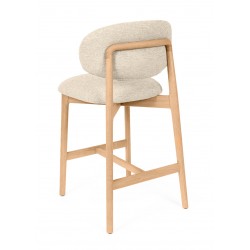 TABURETE DE MADERA DE HAYA TAPIZADO EN TELA ANTIMANCHAS RENZO PARA BARRA DE COCINA ESTILO NÓRDICO