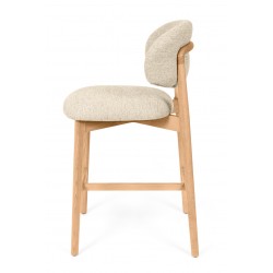 TABURETE DE MADERA DE HAYA TAPIZADO EN TELA ANTIMANCHAS RENZO PARA BARRA DE COCINA ESTILO NÓRDICO