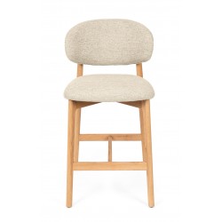 TABURETE DE MADERA DE HAYA TAPIZADO EN TELA ANTIMANCHAS RENZO PARA BARRA DE COCINA ESTILO NÓRDICO