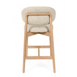 TABURETE DE MADERA DE HAYA TAPIZADO EN TELA ANTIMANCHAS RENZO PARA BARRA DE COCINA ESTILO NÓRDICO