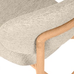 TABURETE DE MADERA DE HAYA TAPIZADO EN TELA ANTIMANCHAS RENZO PARA BARRA DE COCINA ESTILO NÓRDICO