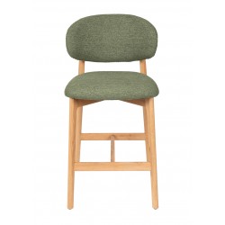 TABURETE DE MADERA DE HAYA TAPIZADO EN TELA ANTIMANCHAS RENZO PARA BARRA DE COCINA ESTILO NÓRDICO