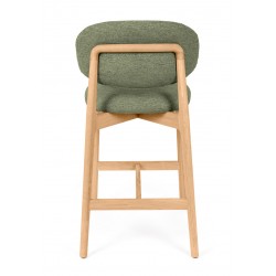 TABURETE DE MADERA DE HAYA TAPIZADO EN TELA ANTIMANCHAS RENZO PARA BARRA DE COCINA ESTILO NÓRDICO