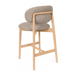 TABURETE DE MADERA DE HAYA TAPIZADO EN TELA ANTIMANCHAS RENZO PARA BARRA DE COCINA ESTILO NÓRDICO