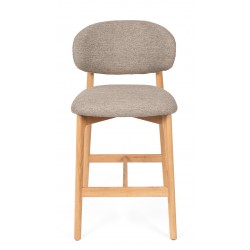 TABURETE DE MADERA DE HAYA TAPIZADO EN TELA ANTIMANCHAS RENZO PARA BARRA DE COCINA ESTILO NÓRDICO