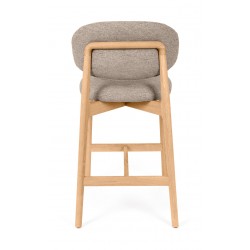 TABURETE DE MADERA DE HAYA TAPIZADO EN TELA ANTIMANCHAS RENZO PARA BARRA DE COCINA ESTILO NÓRDICO