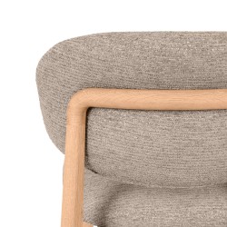 TABURETE DE MADERA DE HAYA TAPIZADO EN TELA ANTIMANCHAS RENZO PARA BARRA DE COCINA ESTILO NÓRDICO