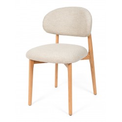 SILLA DE MADERA DE HAYA TAPIZADA ANTIMANCHAS WANDA PARA COMEDOR ESTILO NÓRDICO