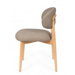 SILLA DE MADERA DE HAYA TAPIZADA ANTIMANCHAS WANDA PARA COMEDOR ESTILO NÓRDICO