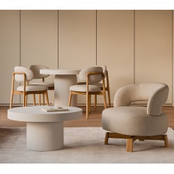 SILLA DE MADERA DE HAYA TAPIZADA ANTIMANCHAS WANDA PARA COMEDOR ESTILO NÓRDICO