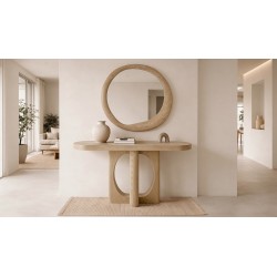 CONSOLA DE CHAPA DE ROBLE LAYSA PARA RECIBIDOR DE ESTILO NÓRDICO ORGÁNICO