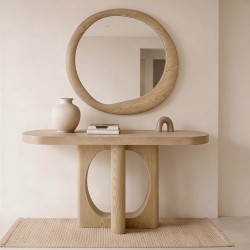 CONSOLA DE CHAPA DE ROBLE LAYSA PARA RECIBIDOR DE ESTILO NÓRDICO ORGÁNICO